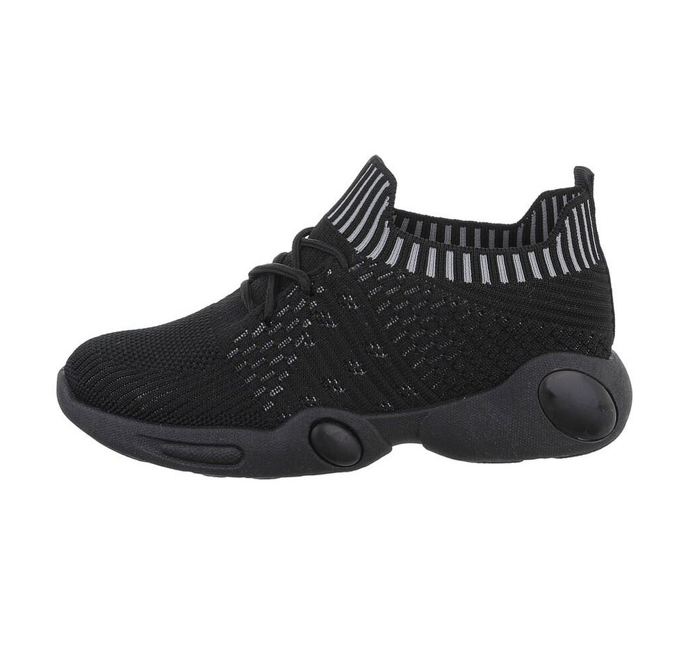 Ital-Design Kinder Low-Top Freizeit Sneaker Flach Freizeitschuhe in Schwarz von Ital-Design