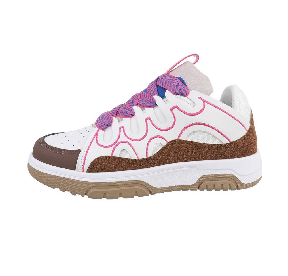 Ital-Design Damen Low-Top Freizeit Sneaker Flach Sneakers Low in Pink von Ital-Design