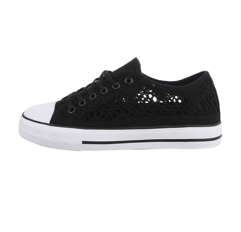 Ital-Design Damen Low-Top Freizeit Sneaker Flach Sneakers Low in Schwarz von Ital-Design