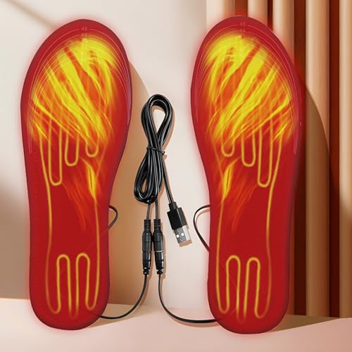 Beheizbare Sohlen, USB Wiederaufladbar Fußwärmer Wärmesohlen, Waschbar Beheizbare Einlegesohlen Fußwärmer elektrisch für Damen Herren Schuhe, geeignet für Hausarbeit Skifahren Winter Camping Angeln von Ivogdow