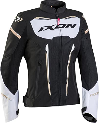 Ixon Striker Air Damen Motorrad Textiljacke (Black/White/Gold,M) von IXON