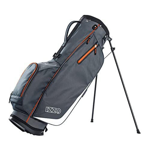 Izzo Golf Ultra-Lite Golftasche mit Zwei Riemen und exklusiven Funktionen, grau / orange von Izzo