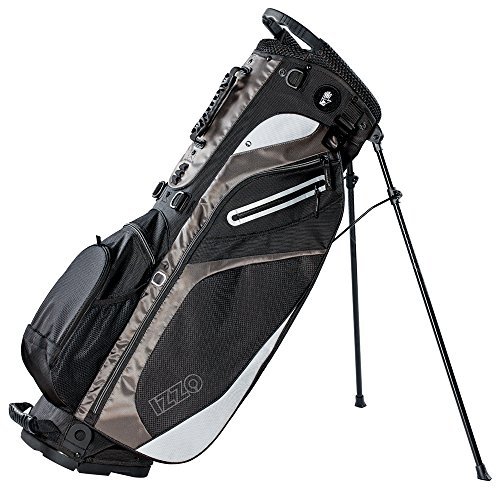 Izzo Unisex-Erwachsene Lite Standfuß, Rot, Grün oder Blau, Ultraleicht, perfekt für den Transport auf dem Golfplatz, mit Zwei Gurten für einfaches Tragen der Golftasche, schwarz/grau von Izzo