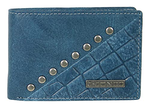 Jennifer Jones Echt-Leder Geldbörse mit RFID-Schutz + Geschenkbox (Minigeldbörse, Blau) von J JONES JENNIFER JONES