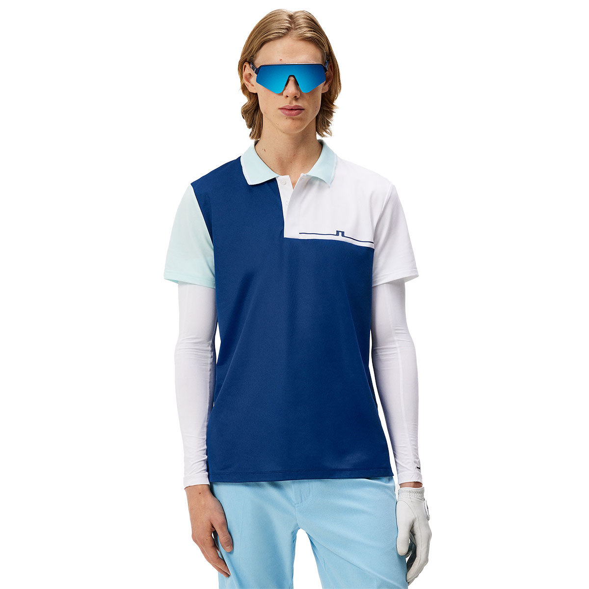 J.Lindeberg Men's Cliff Golf Polo Shirt, Mens, Estate blue, Large | American Golf von J Lindeberg