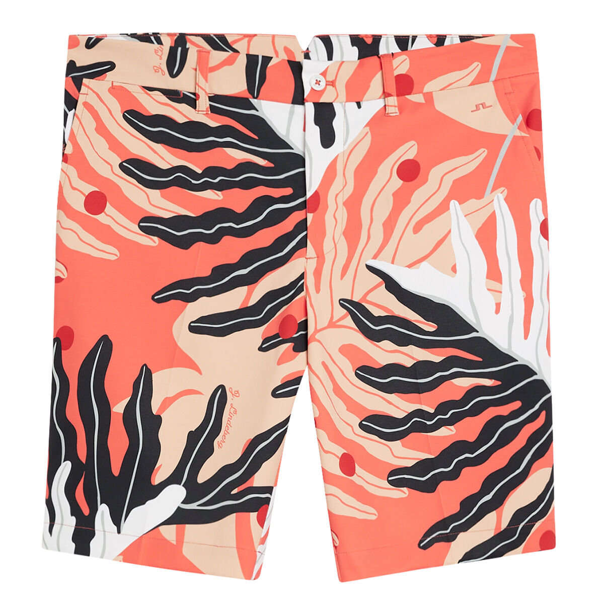 J.Lindeberg Men's Eloy Print Golf Shorts, Mens, Paradise monstera coral, 32 | American Golf von J Lindeberg