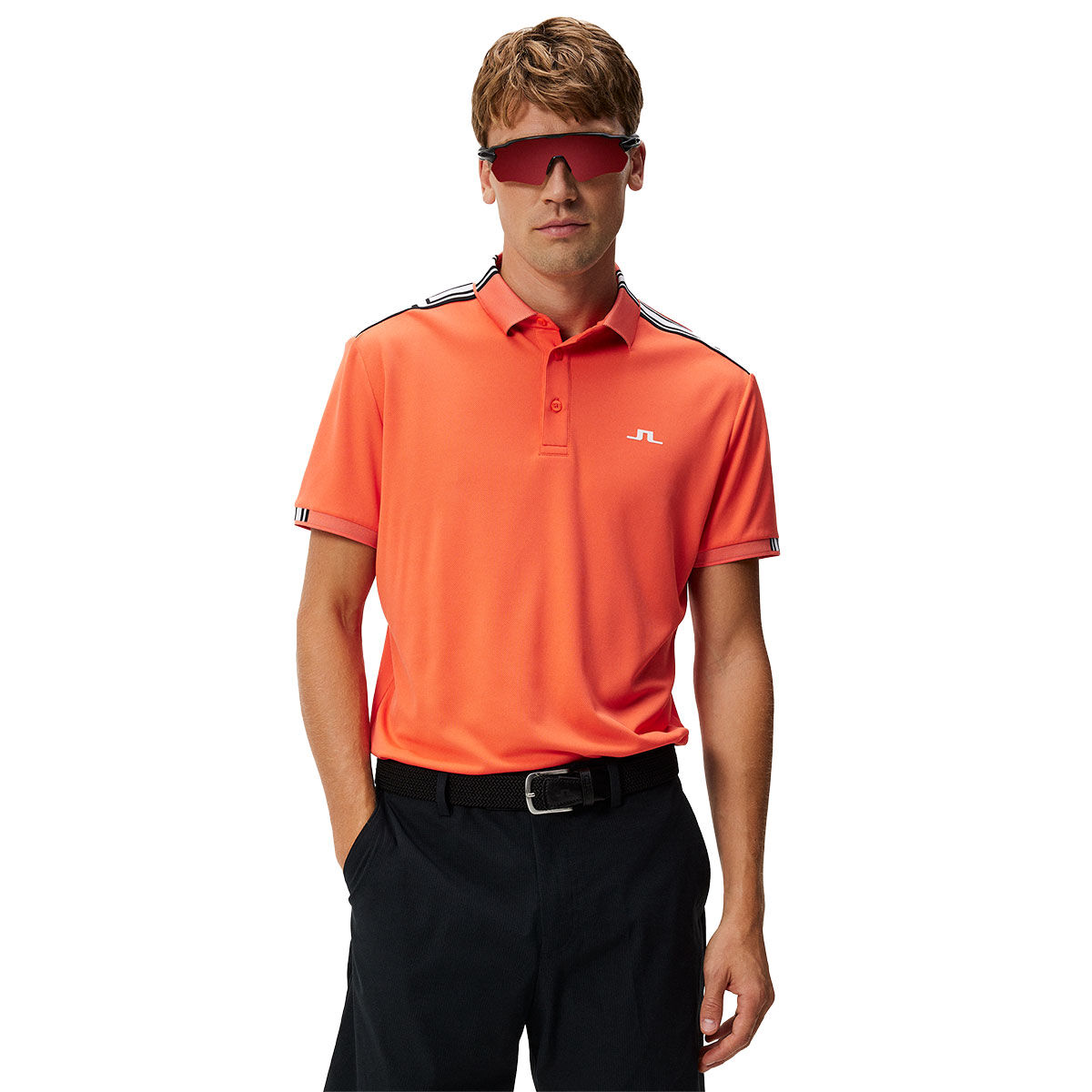 J.Lindeberg Men's Ian Golf Polo Shirt, Mens, Hot coral, Large | American Golf von J Lindeberg