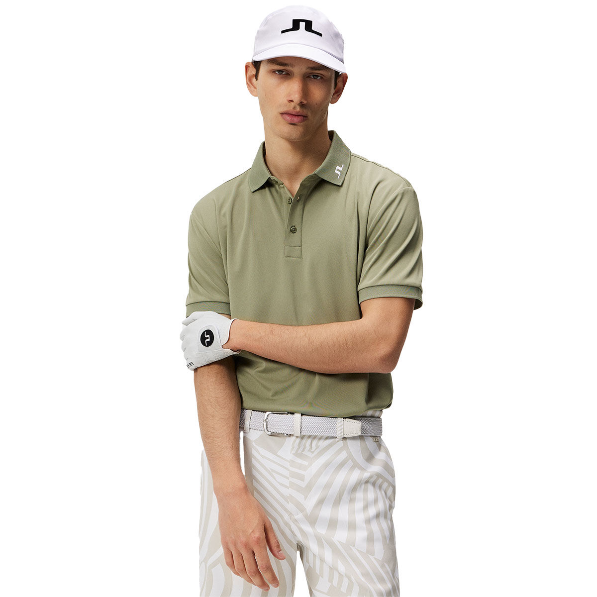 J.Lindeberg Men's KV Print Golf Polo Shirt, Mens, Dazzle wave moonbeam, Xl | American Golf von J Lindeberg