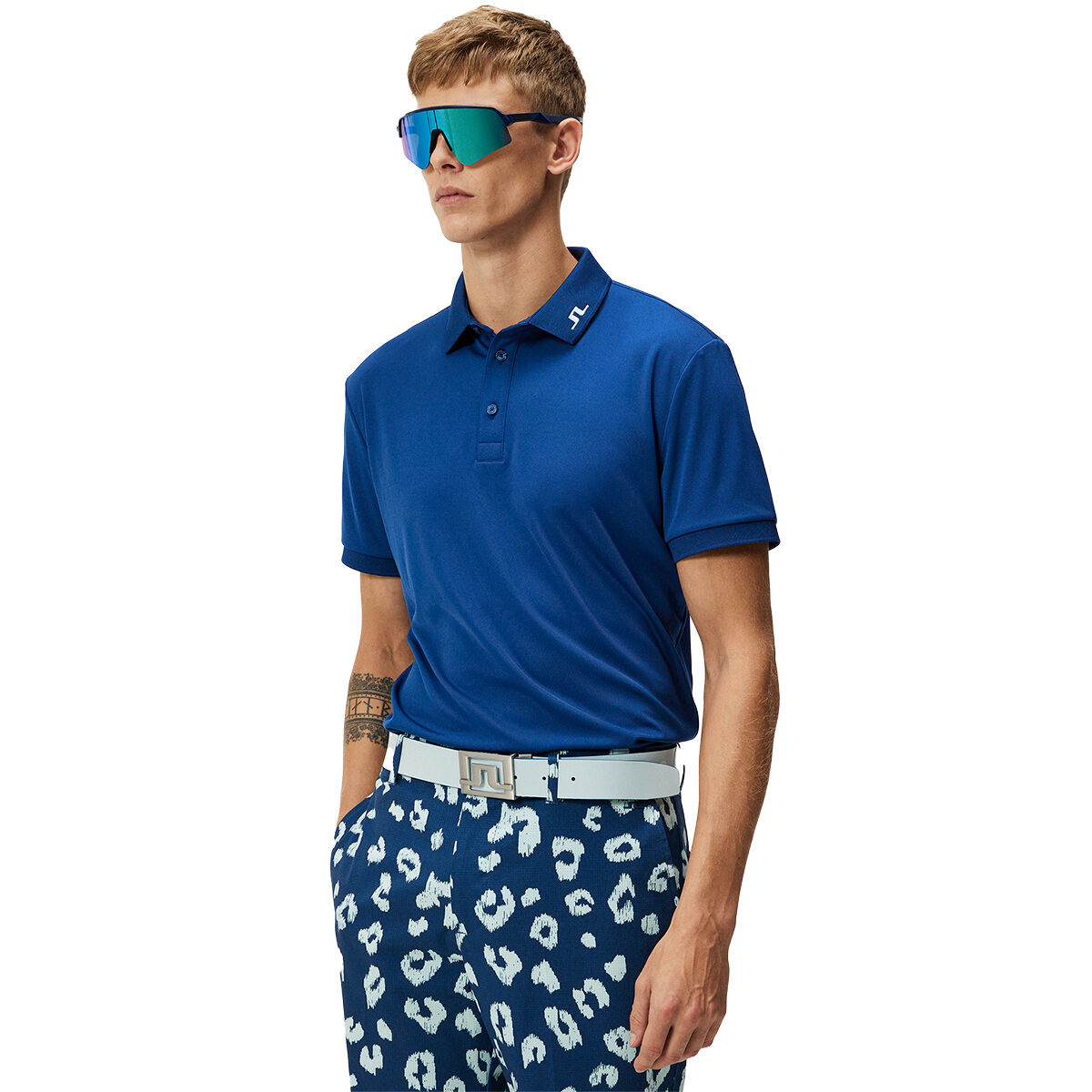 J.Lindeberg Men's KV Reg Fit Print Golf Polo Shirt, Mens, Estate blue, Medium | American Golf von J Lindeberg