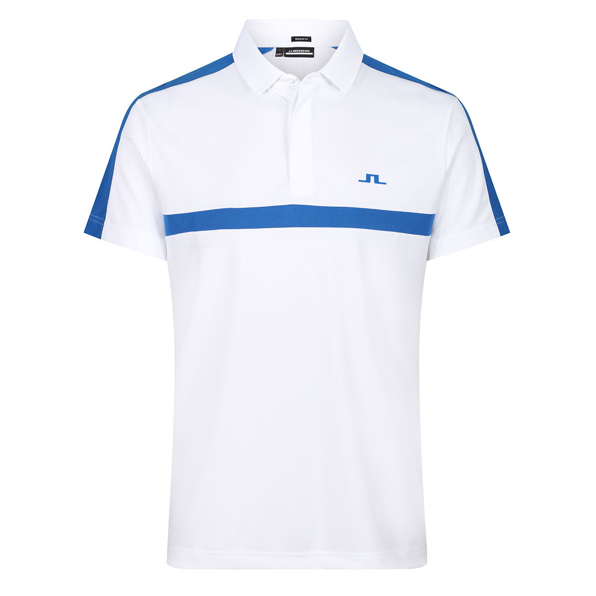 J.Lindeberg Men's Sebastian Chest Stipe Golf Polo Shirt, Mens, White/nautical, Small | American Golf von J Lindeberg