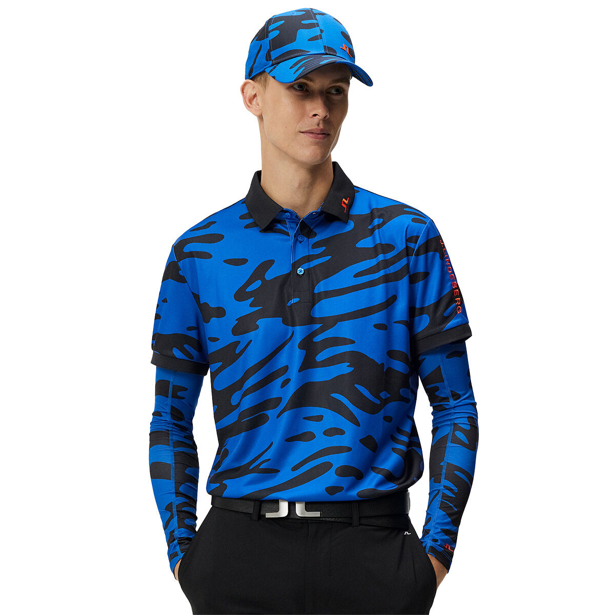 J.Lindeberg Men's Tour Tech Print Golf Polo Shirt, Mens, Neptune blue, Xl | American Golf von J Lindeberg