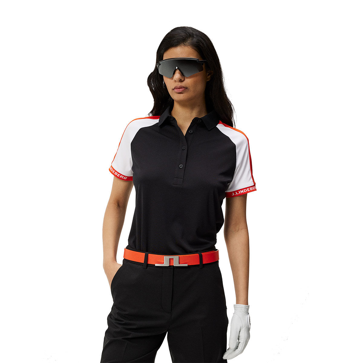 J.Lindeberg Womens Perinne Golf Polo Shirt, Female, Black, Small | American Golf von J Lindeberg