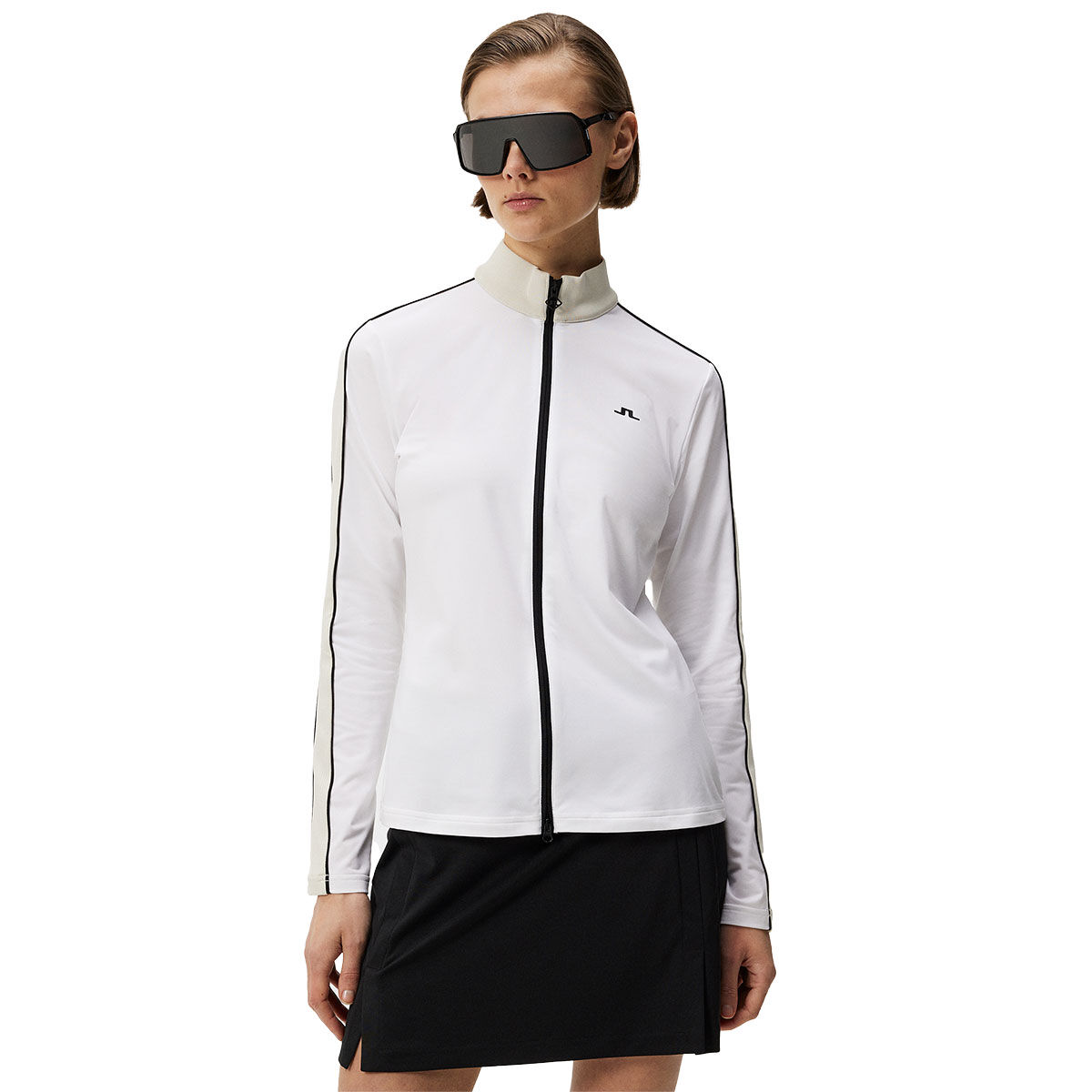 J.lindeberg Womens Tamara Full Zip Golf Mid Layer, Female, White, Xs | American Golf von J Lindeberg