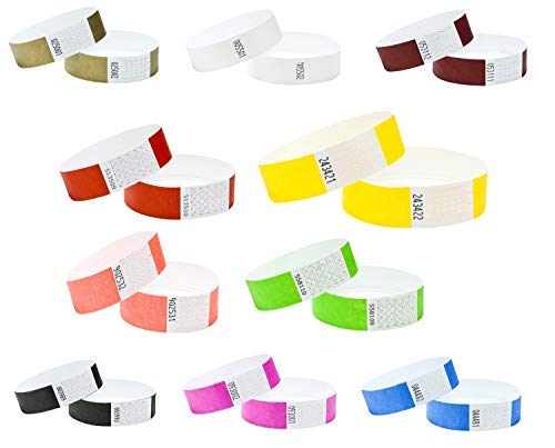 J&R Armbänder, papierähnlich, hergestellt aus Tyvek® 1000 Stück mit 17 Farbvarianten zur Auswahl., Rainbow Pack von J&R