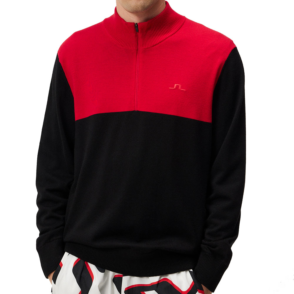 'J.Lindeberg Golf Jeff Windbreaker Sweater schwarz/rot' von J.LINDEBERG