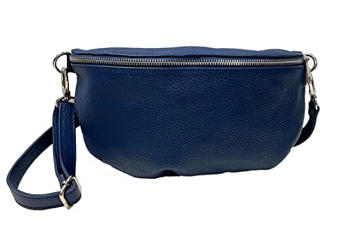 J26 XL Italy Leder Tasche Gürteltasche Crossbody Hüfttasche Bauchtasche Umhängetasche Unisex Italy (Dunkelblau) von J26