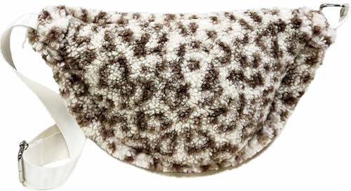Kleine Teddyfell Gürteltasche Crossbody Bauchtasche Umhängetasche Gurt Unifarbe (Leo) von J26
