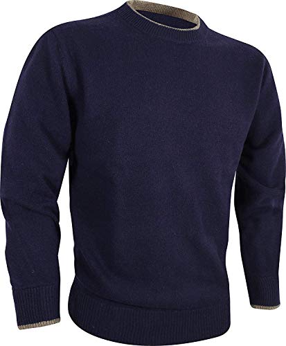 JACK PYKE - Pullover mit Rundhalsausschnitt - gestrickt aus 100% Lammwolle - Dunkelblau - L von JACK PYKE