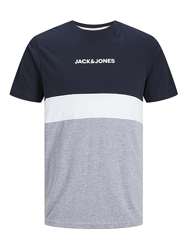 Jack & Jones Herren Jjereid Blocking Tee Noos Pls T-Shirt, Navy Blazer, 4XL Große Größen EU von JACK & JONES