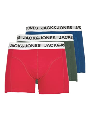 JACK & JONES Herren Boxershort JACRIKKI Trunks 3er Pack Rot Blau Grün S - XXL, Größe:L, Farbe:Sycamore Estate Blue - Scarlet Smile 12228454 von JACK & JONES