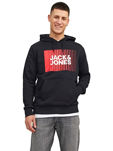 JACK & JONES Herren Hoodie Kapuzenpullover JJECORP Logo - Regular Fit S-XXL, Größe:L, Farbe:Black 12233599 von JACK & JONES