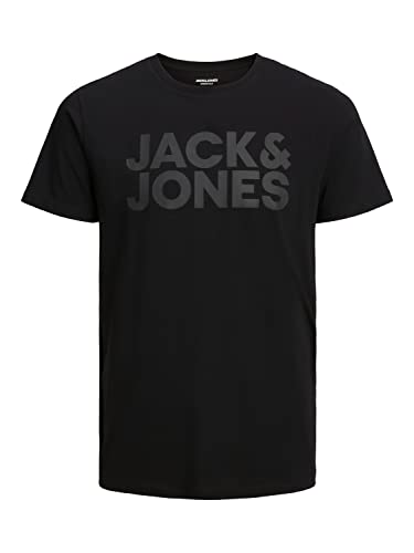 Jack & Jones Herren Jjecorp Logo Tee O-Neck Noos T-Shirt, Black/Fit:Slim/Large Print/Black, XXL EU von JACK & JONES