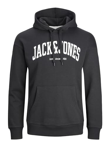 JACK & JONES Herren Logo Print Hoodie Basic Sweater Pullover Kapuzen Sweatshirt JJEJOSH, Farben:Schwarz, Größe Pullover:S von JACK & JONES