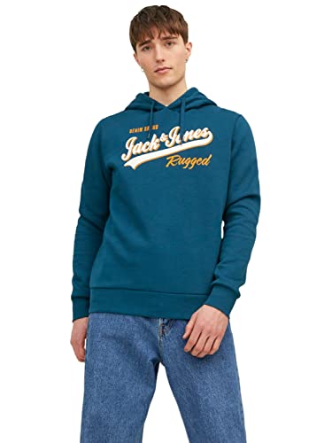 JACK & JONES Herren Hoodie Kapuzenpullover JJELOGO - Regular Fit S M L XL XXL, Größe:L, Farbe:Sailor Blue 12233597 von JACK & JONES