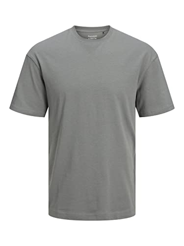 Herren Jack & Jones Rundhals Basic T-Shirt Kurzarm Jersey Baumwolle Shirt Relaxed Fit JJERELAXED, Farben:Grau, Größe:M von JACK & JONES