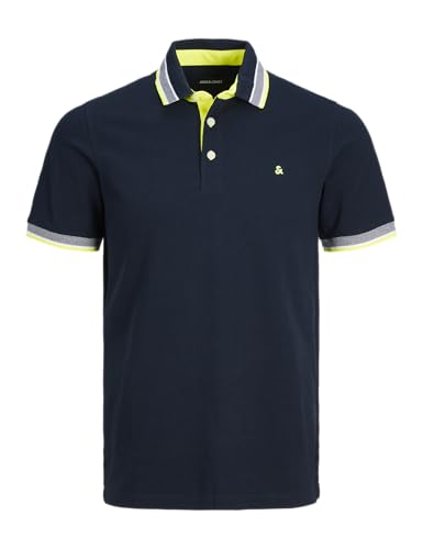 JACK & JONES Herren Poloshirt JJEPAULOS - Relaxed Fit Plussize XXL-8XL Baumwolle, Größe:5XL, Farbe:Dark Navy NEON 12143859 von JACK & JONES