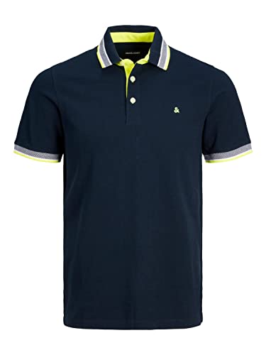 JACK & JONES Herren Poloshirt JJEPAULOS - Relaxed Fit Plussize XXL-8XL Baumwolle, Größe:3XL, Farbe:Dark Navy NEON 12143859 von JACK & JONES