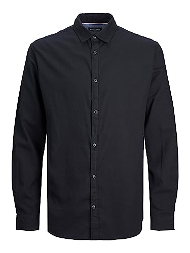 Jack & Jones Herren Freizeit Hemd JJEGINGHAM Comfort Plussize 2XL-8XL Kariert, Größe:5XL, Farbe:Black/SOLID 12183107 von JACK & JONES