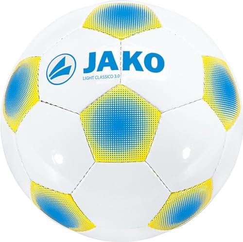 JAKO Ball Light Classico 3.0, weiß/neonge blau, 4, 2308 von JAKO