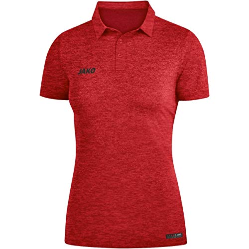 JAKO Damen Polo Premium Basics, rot meliert, 44, 6329 von JAKO