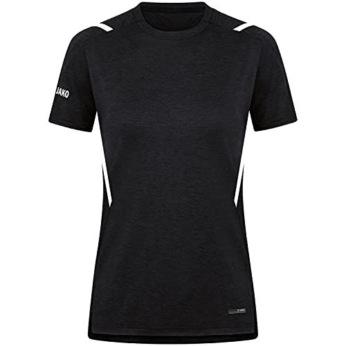 JAKO Damen T-Shirt Challenge, schwarz meliert/weiß, 44 von JAKO