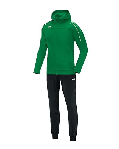 JAKO Trainingsanzug Damen Polyester Classico mit Kapuze Sportgrün Gr. 42 - Jogginganzug 2-teilig für Sport und Alltag, Jogginghose & Trainingsjacke von JAKO