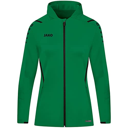 JAKO Damen Trainingsjacke Challenge mit Kapuze, sportgrün/schwarz, 36 von JAKO