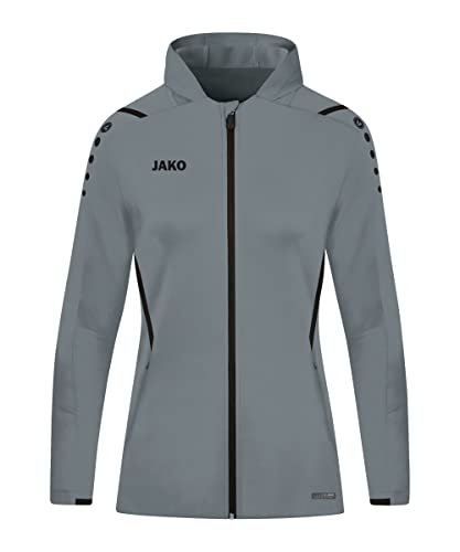 JAKO Damen Kapuzenjacke Challenge, Steingrau/Schwarz, 42 von JAKO