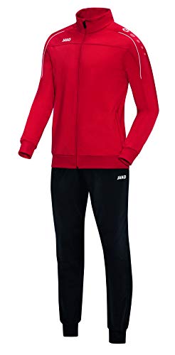 JAKO Trainingsanzug Herren Classico Rot XL I Schlichter & Bequemer Jogginganzug Herren I Jacken- & Ärmelabschllüsse mit elastischem Binding von JAKO