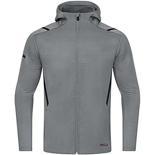 JAKO Herren Freizeitjacke Challenge mit Kapuze, Steingrau-Meliert/Schwarz, XL von JAKO