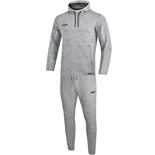 JAKO Herren Jogginganzug Premium Basics mit Kapuzensweat, grau meliert, XL, M9629 von JAKO