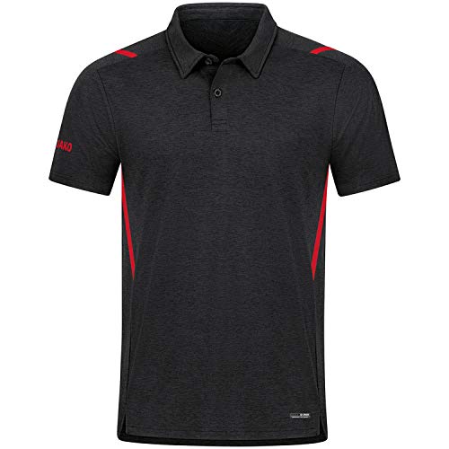 JAKO Herren Poloshirt Challenge, Kurzarm, schwarz meliert/rot, S von JAKO