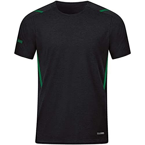 JAKO Herren T-Shirt Challenge, schwarz meliert/sportgrün, XXL von JAKO