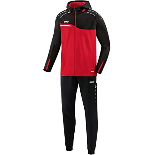 JAKO Herren Trainingsanzug Polyester Competition 2.0 mit Kapuze, rot/schwarz, XL, M9418 von JAKO