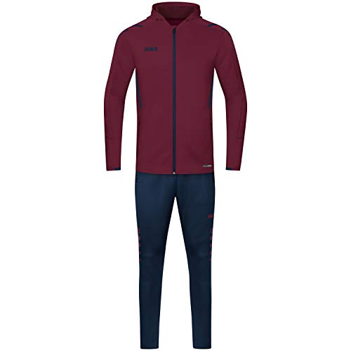 JAKO Kinder Trainingsanzug Challenge mit Kapuze, Maroon/Marine, 152 von JAKO
