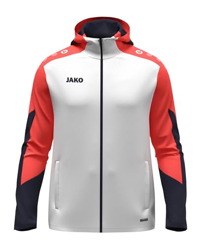 JAKO Unisex Kapuzenjacke Dynamic, weiß/coral/marine, XL von JAKO