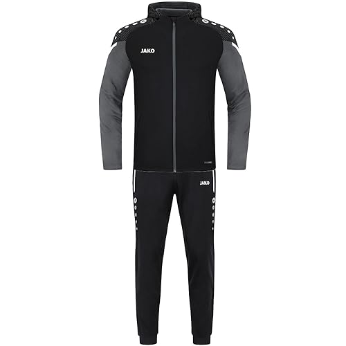 JAKO Kinder Trainingsanzug Polyester Performance mit Kapuze, Schwarz/Anthra Light, 152 von JAKO
