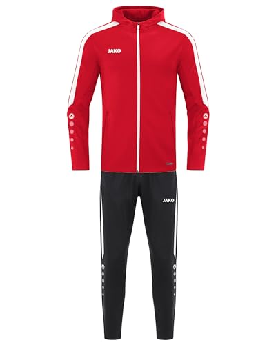 JAKO Kinder Trainingsanzug Polyester Power mit Kapuze, Rot, 128 von JAKO