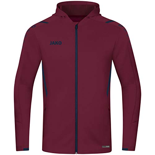 JAKO Unisex Kinder Trainingsjacke Challenge mit Kapuze, maroon/marine, 140 von JAKO