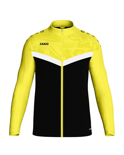 JAKO ICONIC Unisex Polyesterjacke Gr. M Schwarz/Soft Yellow - Atmungsaktive Trainingsjacke Herren und Damen im modernen Design, 100% recyceltes Polyester von JAKO